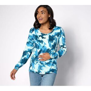 zuda Women's Top Sz 2XS (XXS) Z-Cool Printed Layering NAVY A632598